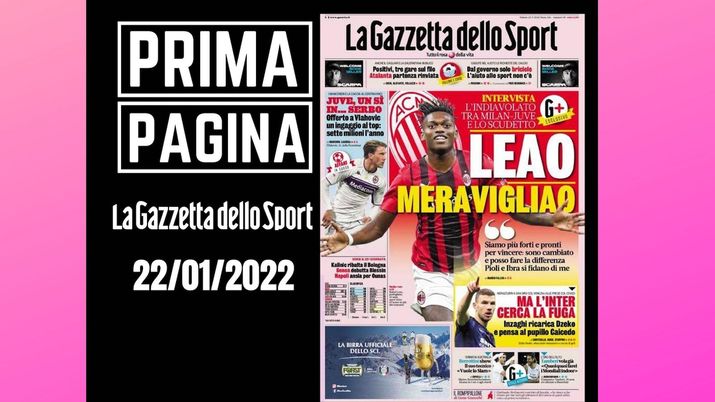 La Gazzetta dello Sport, la prima pagina di oggi, sabato 22 gennaio 2022 La Gazzetta dello Sport