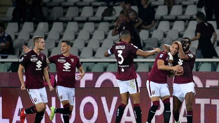TURIN, ITALY - SEPTEMBER 23: Marko Pjaca of Torino FC celebrates an opening goal with his team mates during the Serie A match between Torino FC v SS Lazio at Stadio Olimpico di Torino on September 23, 2021 in Turin, Italy. (Photo by Marco Rosi - SS Lazio/Getty Images)