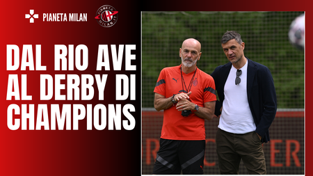CAIRATE, ITALY - MAY 07: Technical Area Director AC Milan Paolo Maldini and head coach AC Milan Stefano Pioli look on during AC Milan training session on May 07, 2023 in Cairate, Italy. (Photo by Claudio Villa/AC Milan via Getty Images) Stefano Pioli e Paolo Maldini, Ac Milan training session (getty images)