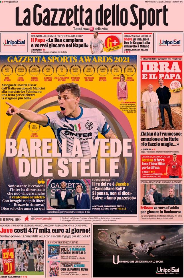 Prima Pagina, La Gazzetta dello Sport: “Eriksen va verso la Danimarca” Prima Pagina