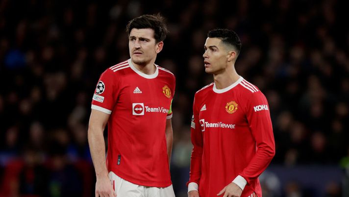 MANCHESTER, UNITED KINGDOM - MARCH 15: (L-R) Harry Maguire of Manchester United, Cristiano Ronaldo of Manchester United
during the UEFA Champions League match between Manchester United v Atletico Madrid at the Old Trafford on March 15, 2022 in Manchester United Kingdom (Photo by David S. Bustamante/Soccrates/Getty Images) Ronaldo, nuovo retroscena: avrebbe chiesto a Rangnick di mettere in panchina Maguire e cambiare modulo - immagine 1