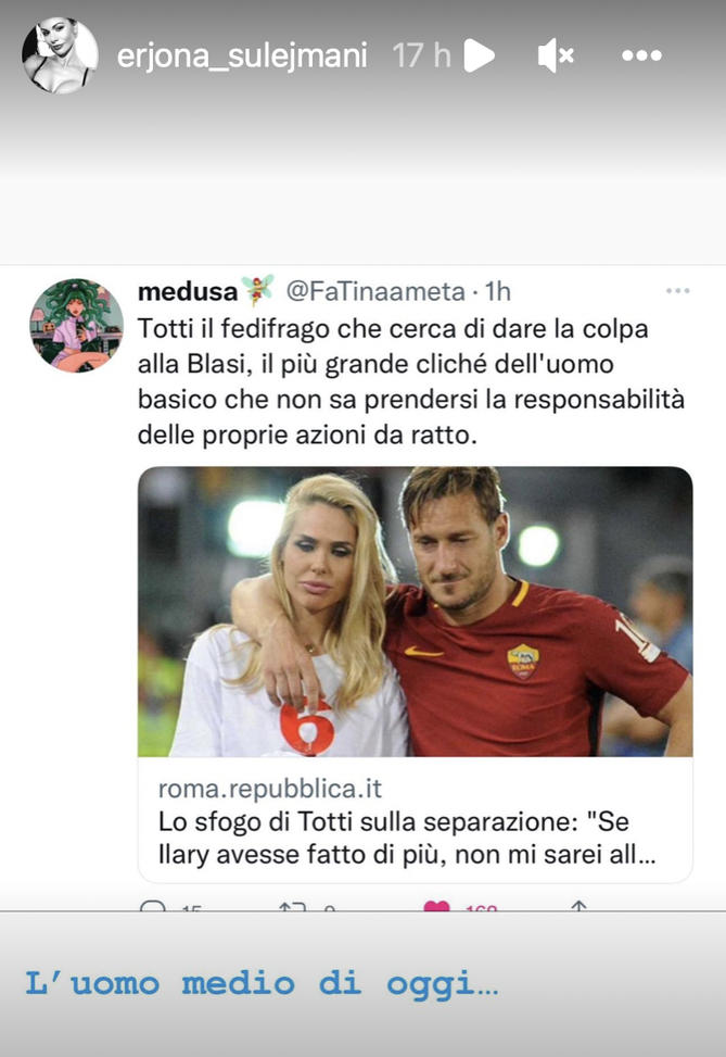 Totti incolpa Ilary per la separazione? Erjona Sulejmani commenta così- immagine 2