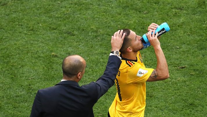 SAINT PETERSBURG, RUSSIA - JULY 14: Roberto Martinez, Head coach of Belgium encourages Eden Hazard during the 2018 FIFA World Cup Russia 3rd Place Playoff match between Belgium and England at Saint Petersburg Stadium on July 14, 2018 in Saint Petersburg, Russia. (Photo by Kevin C. Cox/Getty Images) SAINT PETERSBURG, RUSSIA - JULY 14: Roberto Martinez, Head coach of Belgium encourages Eden Hazard during the 2018 FIFA World Cup Russia 3rd Place Playoff match between Belgium and England at Saint Petersburg Stadium on July 14, 2018 in Saint Petersburg, Russia. (Photo by Kevin C. Cox/Getty Images)