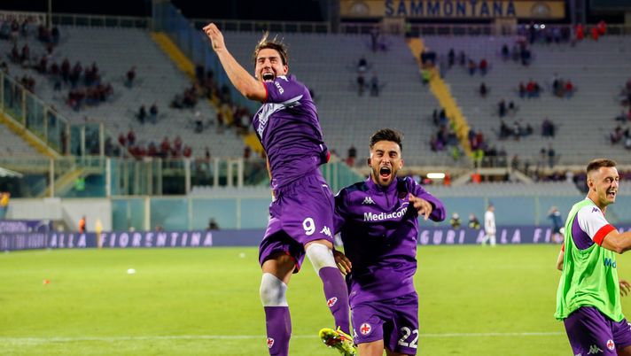 GERMOGLI PH: 28 AGOSTO 2021 FIRENZE STADIO ARTEMIO FRANCHI SERIE A FIORENTINA VS TORINO NELLA FOTO DUSAN VLAHOVIC E NICO GONZALEZ ESULTANO A FINE PARTITA GERMOGLI PH: 28 AGOSTO 2021 FIRENZE STADIO ARTEMIO FRANCHI SERIE A FIORENTINA VS TORINO NELLA FOTO DUSAN VLAHOVIC E NICO GONZALEZ ESULTANO A FINE PARTITA