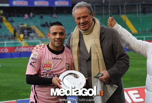 Fabrizio Miccoli con Maurizio Zamparini nel 2012 (Puglia/Getty) Fabrizio Miccoli con Maurizio Zamparini nel 2012 (Puglia/Getty)