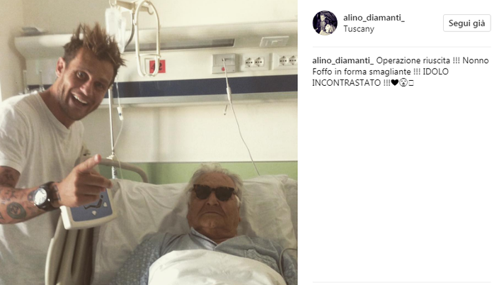 FOTO Diamanti sorride: “Nonno Foffo, operazione riuscita! Idolo!” 