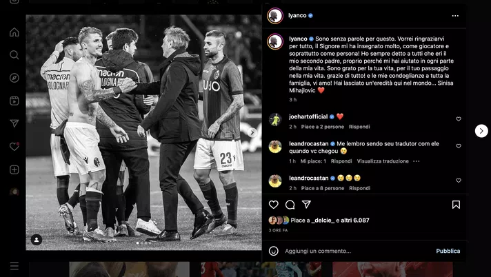 Il cordoglio dei calciatori granata per Mihajlovic: “Ti saremo grati a vita”- immagine 2