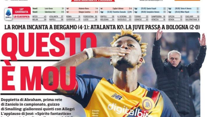 Prima Pagina, Corriere dello Sport: “Questo è Mou. Milan-Napoli decide l’anti Inter” Prima Pagina, Corriere dello Sport: “Questo è Mou. Milan-Napoli decide l’anti Inter” - immagine 1