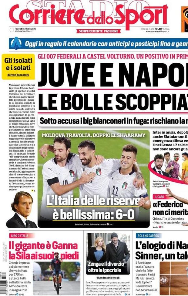 Corriere Dello Sport La Prima Pagina Di Oggi 8 Ottobre 2020