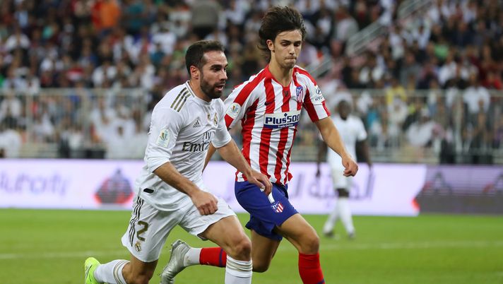 JEDDAH, SAUDI ARABIA - JANUARY 12: Daniel Carvajal of Real Madrid battles for possession with Joao Felix of Atletico Madrid during the Supercopa de Espana Final match between Real Madrid and Club Atletico de Madrid at King Abdullah Sports City on January 12, 2020 in Jeddah, Saudi Arabia. (Photo by Francois Nel/Getty Images) JEDDAH, SAUDI ARABIA - JANUARY 12: Daniel Carvajal of Real Madrid battles for possession with Joao Felix of Atletico Madrid during the Supercopa de Espana Final match between Real Madrid and Club Atletico de Madrid at King Abdullah Sports City on January 12, 2020 in Jeddah, Saudi Arabia. (Photo by Francois Nel/Getty Images)