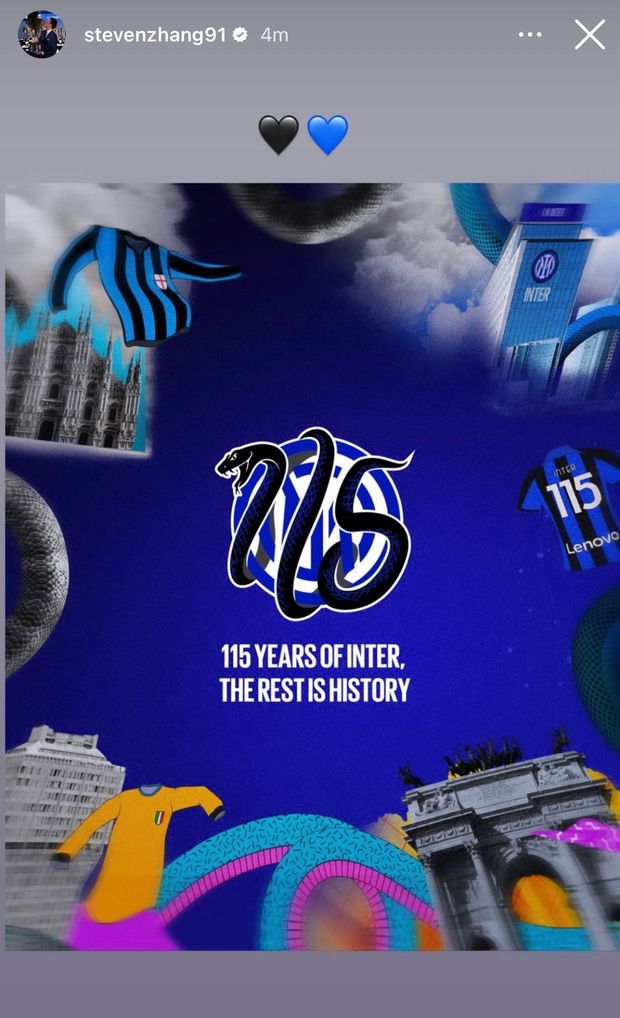 Inter, per i 115 anni di storia arrivano anche gli auguri del presidente Zhang- immagine 2