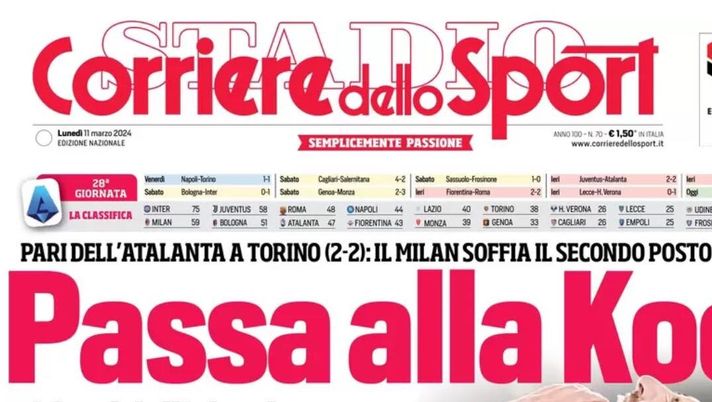 prima pagina corriere dello sport oggi