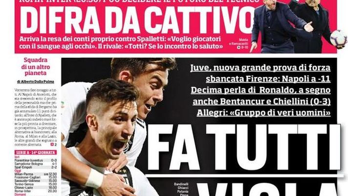 Prima Pagina, Corriere dello Sport: “Fa tutti viola. Palermo ceduto per dieci euro. Italia col brivido…” Prima Pagina, Corriere dello Sport: “Fa tutti viola. Palermo ceduto per dieci euro. Italia col brivido…”