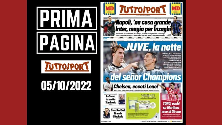 Prima pagina Tuttosport: 'Juve, la notte del senor Champions'