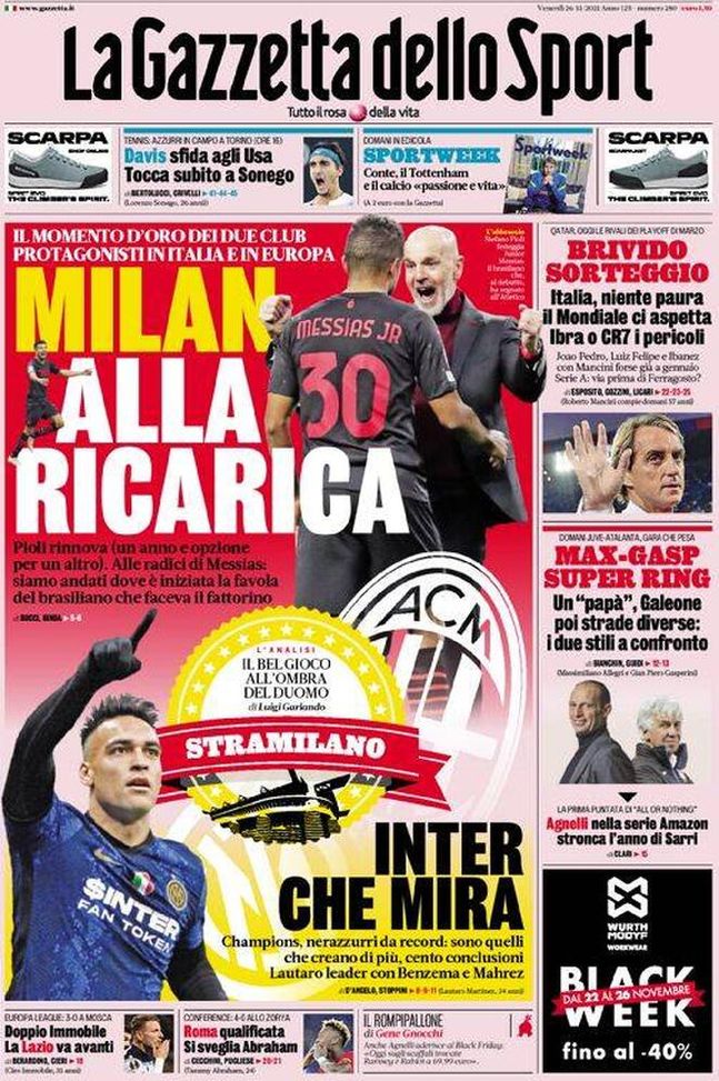 Prima Pagina, La Gazzetta dello Sport: “Italia, il Mondiale ci aspetta” 