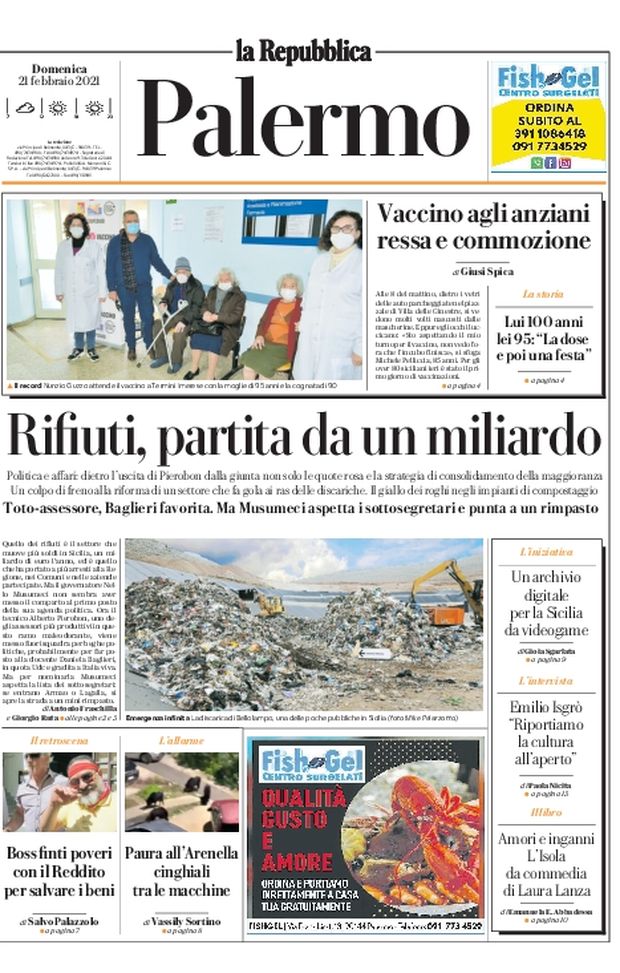 Prima Pagina, La Repubblica-Palermo: “Rifiuti, partita da un miliardo. Toto-assessore, Baglieri favorita“ Prima Pagina, La Repubblica-Palermo: “Rifiuti, partita da un miliardo. Toto-assessore, Baglieri favorita“
