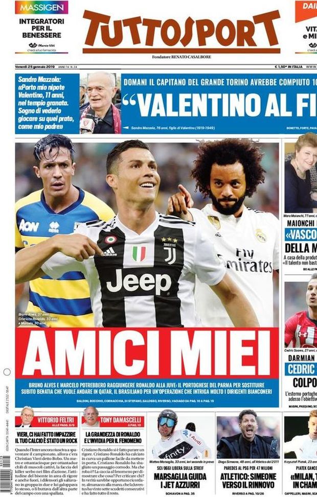 Prima Pagina, Tuttosport: “Amici miei. Cedric Soares, colpo Inter. Piatek cancella Higuain…” Prima Pagina, Tuttosport: “Amici miei. Cedric Soares, colpo Inter. Piatek cancella Higuain…”