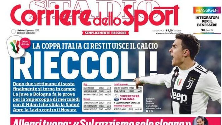 Prima Pagina, Corriere dello Sport: “Rieccoli! Higuain ha deciso. Insulti sulla rete, storica squalifica…”  Prima Pagina, Corriere dello Sport: “Rieccoli! Higuain ha deciso. Insulti sulla rete, storica squalifica…”