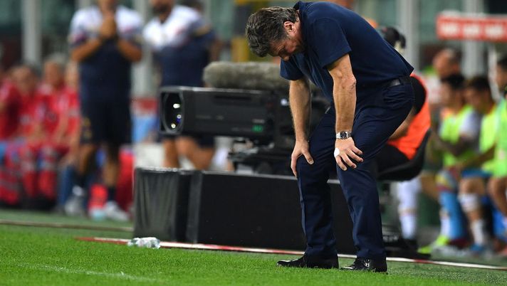 TURIN, ITALY - SEPTEMBER 16:  Torino FC head coach Walter Mazzari shows his dejection during the Serie A match between Torino FC and US Lecce at Stadio Olimpico di Torino on September 16, 2019 in Turin, Italy.  (Photo by Valerio Pennicino/Getty Images) 