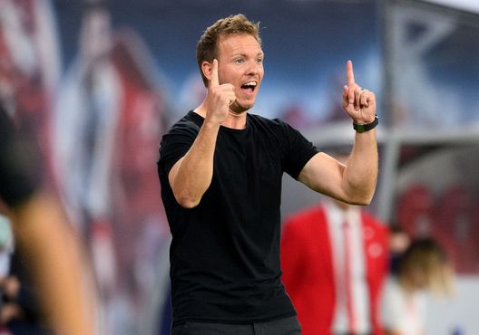 LEIPZIG, GERMANY - SEPTEMBER 11: Head coach Julian Nagelsmann of FC Bayern München reacts during the Bundesliga match between RB Leipzig and FC Bayern München at Red Bull Arena on September 11, 2021 in Leipzig, Germany. (Photo by Matthias Hangst/Getty Images) LEIPZIG, GERMANY - SEPTEMBER 11: Head coach Julian Nagelsmann of FC Bayern München reacts during the Bundesliga match between RB Leipzig and FC Bayern München at Red Bull Arena on September 11, 2021 in Leipzig, Germany. (Photo by Matthias Hangst/Getty Images)