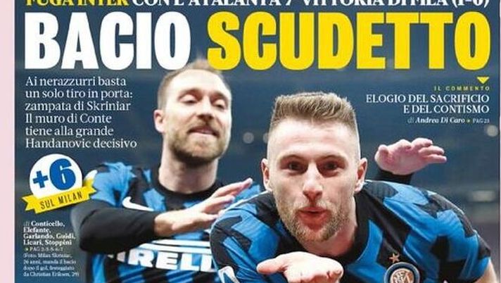 La Gazzetta dello Sport, la prima pagina di oggi, martedì 9 marzo 2021 