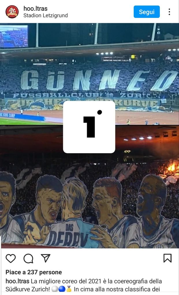 Zurigo, alla curva Sud il premio per la coreografia top del 2021: nel derby vinto sulle cavallette- immagine 2