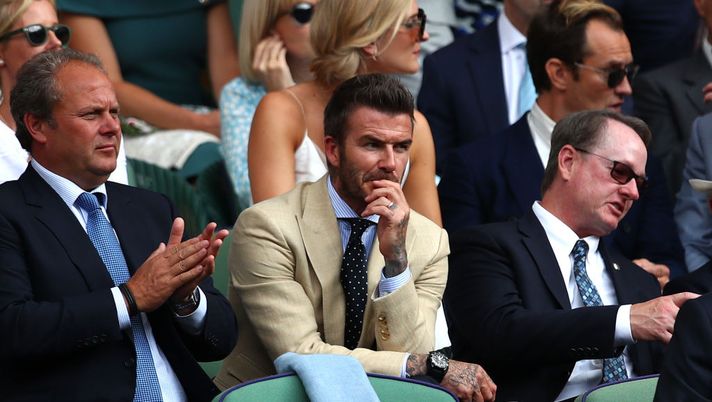 LONDON, ENGLAND - JULY 12: Former football player David Beckham attends the Royal Box during Day eleven of The Championships - Wimbledon 2019 at All England Lawn Tennis and Croquet Club on July 12, 2019 in London, England. (Photo by Clive Brunskill/Getty Images) LONDON, ENGLAND - JULY 12: Former football player David Beckham attends the Royal Box during Day eleven of The Championships - Wimbledon 2019 at All England Lawn Tennis and Croquet Club on July 12, 2019 in London, England. (Photo by Clive Brunskill/Getty Images)