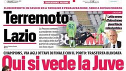 Prima Pagina, Corriere dello Sport: “Terremoto Lazio. Qui si vede la Juve. Mbappé oscura Messi! Riscatto Liverpool a Lipsia”