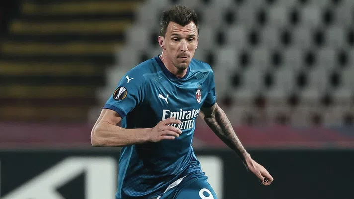 Mario Mandzukic (attaccante AC Milan), qui durante Stella Rossa-Milan 2-2 (Europa League 2020-2021) | News (Getty Images)