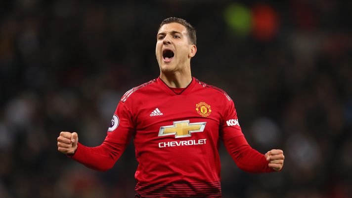 LONDON, ENGLAND - JANUARY 13:  Diogo Dalot of Manchester United celebrates victory after the Premier League match between Tottenham Hotspur and Manchester United at Wembley Stadium on January 13, 2019 in London, United Kingdom.  (Photo by Catherine Ivill/Getty Images) 