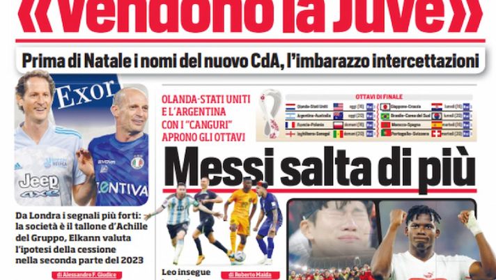 EDICOLA CDS – ‘Vendono la Juve’. Exor sarebbe disposta a cedere il club - immagine 1
