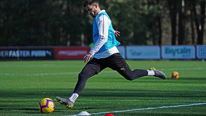 Jesus Suso, esterno offensivo del Milan, in allenamento a Milanello (credits: acmilan.com) 
