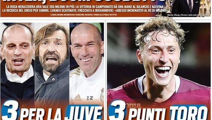 Prima Pagina, Tuttosport: “Inter, boom scudetto. 3 per la Juve, 3 punti Toro. Champions, City-Psg” 