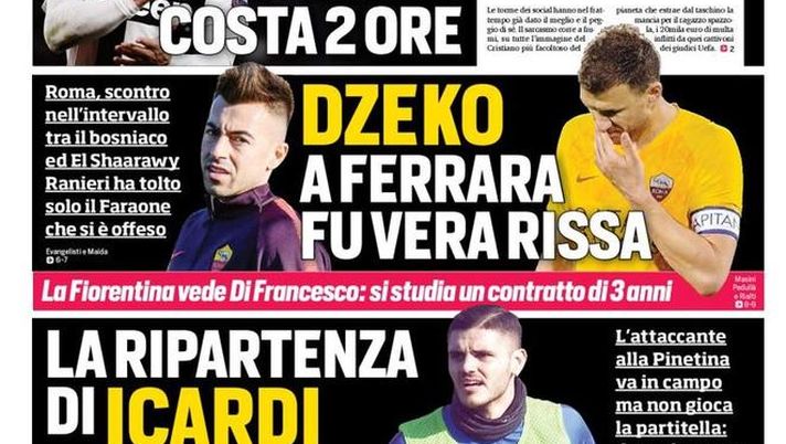 Prima Pagina, Corriere dello Sport: “CR7, la multa costa due ore. Dzeko, a Ferrara fu vera rissa. La ripartenza di Icardi”  Prima Pagina, Corriere dello Sport: “CR7, la multa costa due ore. Dzeko, a Ferrara fu vera rissa. La ripartenza di Icardi”