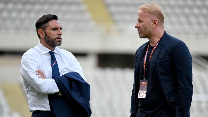 TURIN, ITALY - JUNE 30: Manager of Torino FC Davide Viagnati and Manager of SS Lazio Igli Tare during the Serie A match between Torino FC and  SS Lazio at Stadio Olimpico di Torino on June 30, 2020 in Turin, Italy. (Photo by Marco Rosi - SS Lazio/Getty Images)