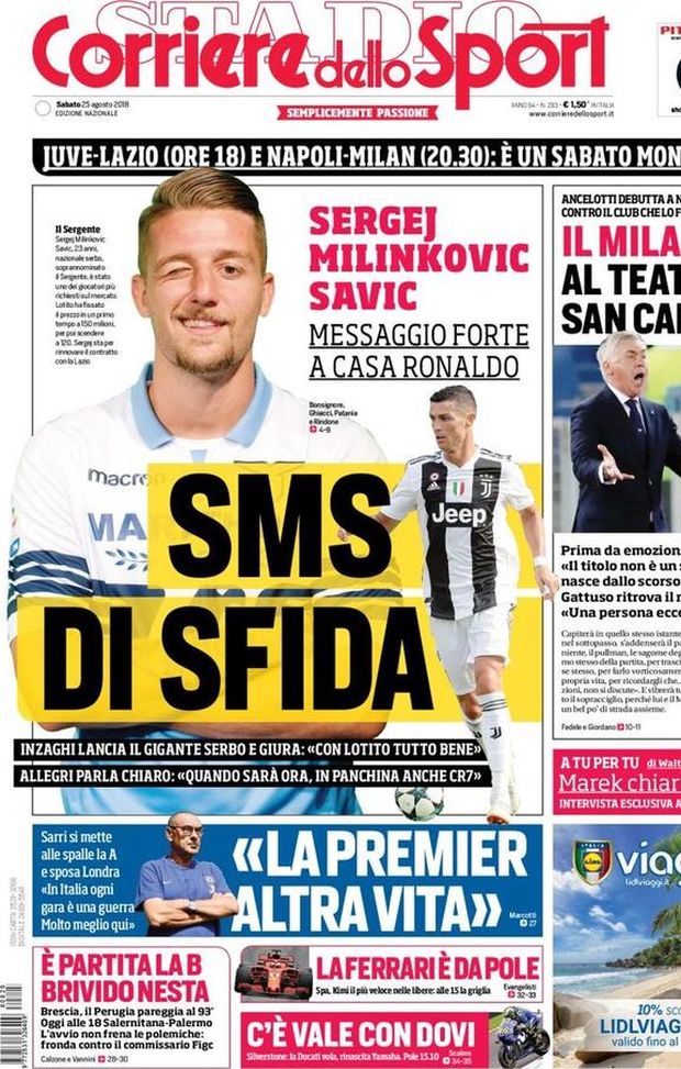 Prima Pagina, Corriere dello Sport: “SMS di sfida. Il Milan al teatro San Carlo. E’ partita la B, brivido Nesta…” Prima Pagina, Corriere dello Sport: “SMS di sfida. Il Milan al teatro San Carlo. E’ partita la B, brivido Nesta…”