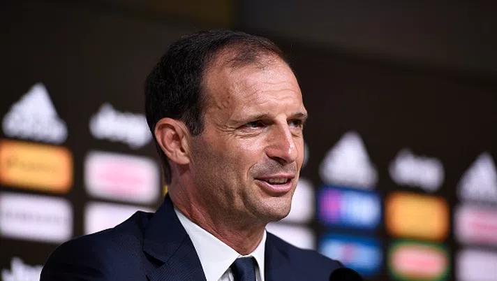 Massimiliano Allegri, ex tecnico della Juventus, in conferenza stampa (GETTY Images)