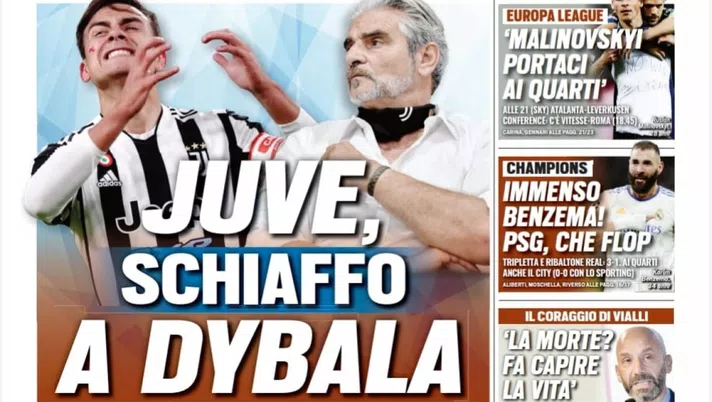 Prima Pagina, Tuttosport: “Juve, schiaffo a Dybala. Immenso Benzema! Psg, che flop” - immagine 1