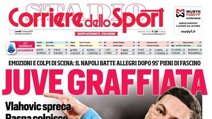 prima pagina corriere dello sport oggi