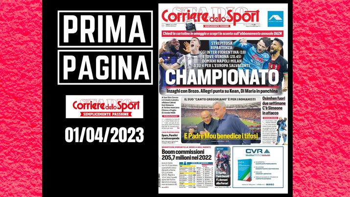 Prima pagina Corriere dello Sport: 'Championato'