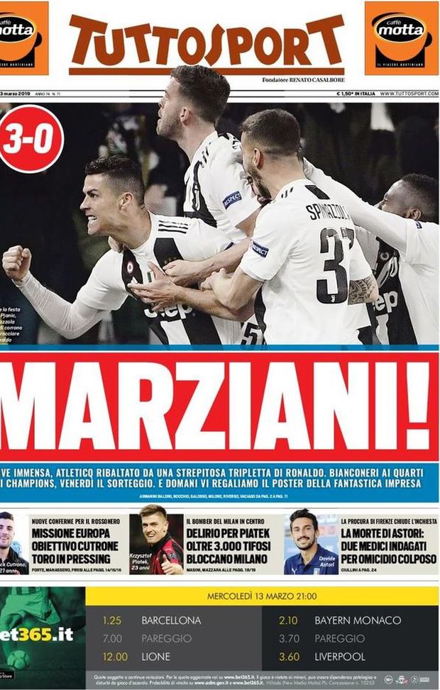 Prima Pagina, Tuttosport: “Marziani! Delirio per Piatek. Obiettivo Cutrone: Toro in pressing…” Prima Pagina, Tuttosport: “Marziani! Delirio per Piatek. Obiettivo Cutrone: Toro in pressing…”