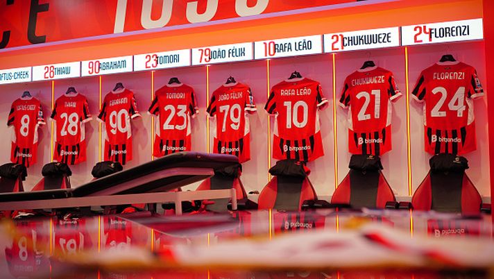 MILAN, ITALY - MARCH 15: A general view inside the AC Milan dressing room before the Serie match between Milan and Como at Stadio Giuseppe Meazza on March 15, 2025 in Milan, Italy. (Photo by Claudio Villa/AC Milan via Getty Images) rimonte