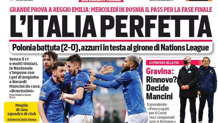 Corriere dello Sport, la prima pagina di oggi, lunedì 16 novembre 2020 Corriere dello Sport, la prima pagina di oggi, lunedì 16 novembre 2020