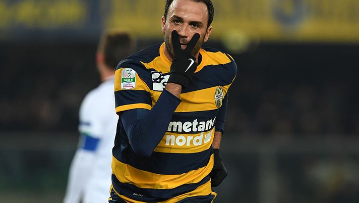 VERONA, ITALY - DECEMBER 30: Giampaolo Pazzini of Hellas Verona FC celebrates the opening goal during the Serie B match between Hellas Verona FC and AC Cesena at Stadio Marc'Antonio Bentegodi on December 30, 2016 in Verona, Italy. (Photo by Valerio Pennicino/Getty Images) VERONA, ITALY - DECEMBER 30: Giampaolo Pazzini of Hellas Verona FC celebrates the opening goal during the Serie B match between Hellas Verona FC and AC Cesena at Stadio Marc'Antonio Bentegodi on December 30, 2016 in Verona, Italy. (Photo by Valerio Pennicino/Getty Images)