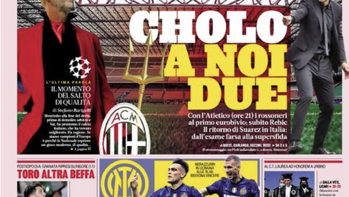 Prima Pagina, Gazzetta dello Sport: “Cholo, a noi due. Stadi più aperti, ecco il 75%” 