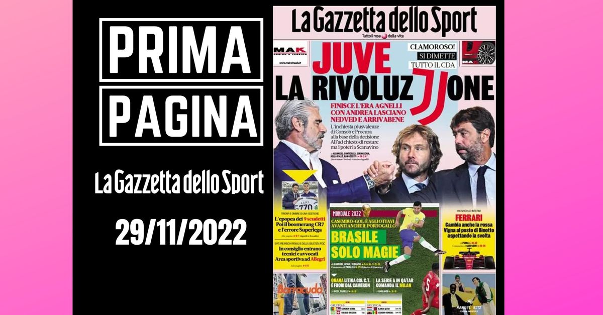 Prima pagina Gazzetta dello Sport: Juve, la rivoluzione