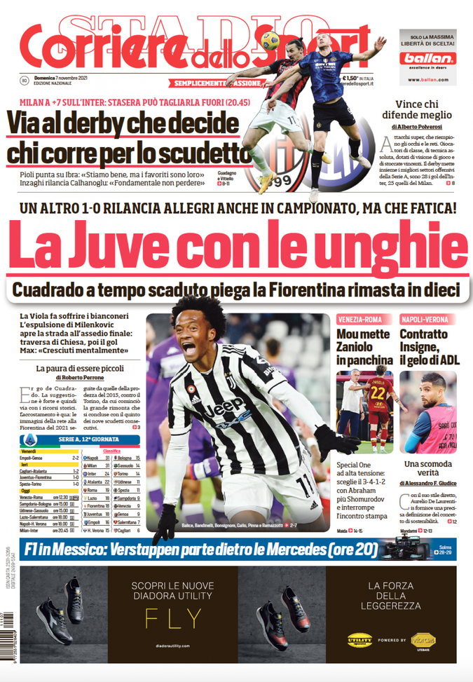 Prima Pagina, Corriere dello Sport: “La Juve con le unghie” - immagine 1
