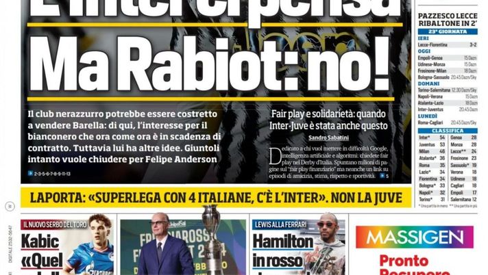 EDICOLA TS – Inter costretta a vendere Barella? Idea Rabiot, ma lui dice no - immagine 1