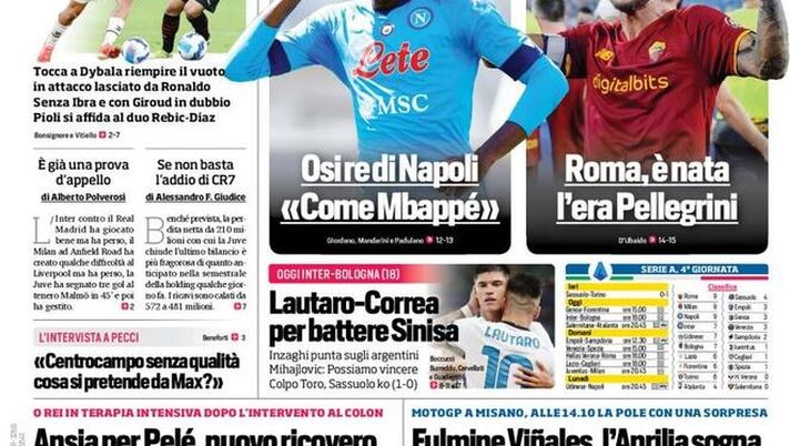 Prima Pagina, Corriere dello Sport: “La resa dei conti! Sfida dell’Allianz decisiva”  Prima Pagina, Corriere dello Sport: “La resa dei conti! Sfida dell’Allianz decisiva”