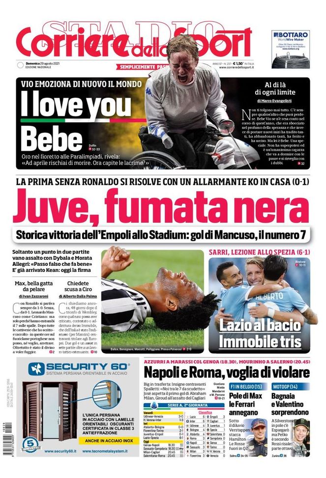 Prima Pagina, Corriere dello Sport: “Juve, fumata nera. È già arrivato Kean” 